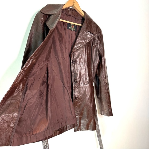 Avant Garde | Vintage Brown Button Down Leather Trench Coat - Picture 7 of 12